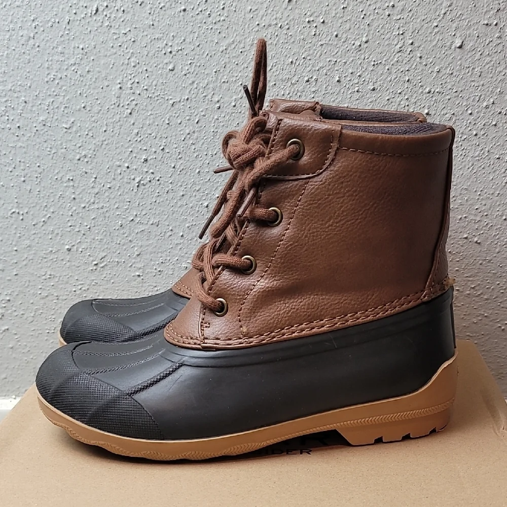 Sperry Kids Tan and Black Port Boots Size 1